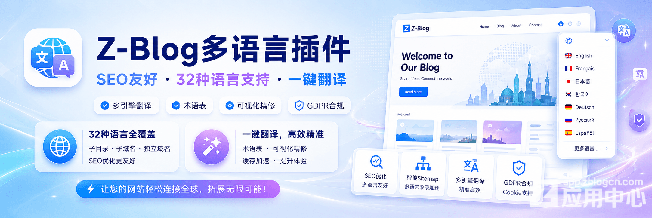 Z-Blog多语言插件 | SEO友好 | 32种多语言支持